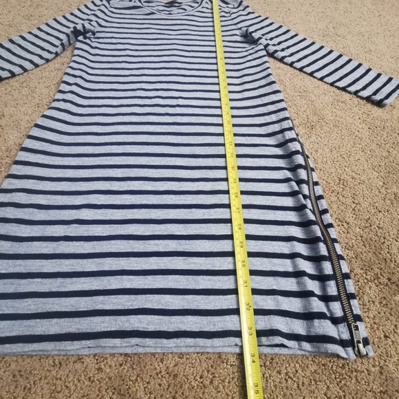 J.Crew Shirt Dress Womens Small Blue Gray Striped Jersey Zipper Casual Versatile - Picture 7 of 9